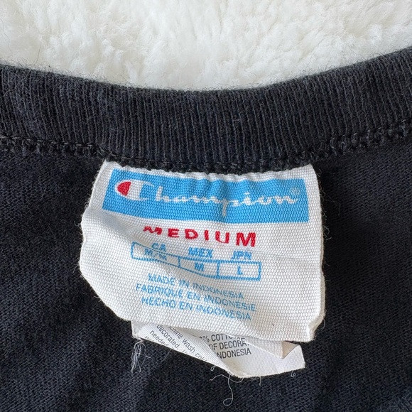 Champion Black Tee with Blue and Pink Logo - Picture 3 of 3